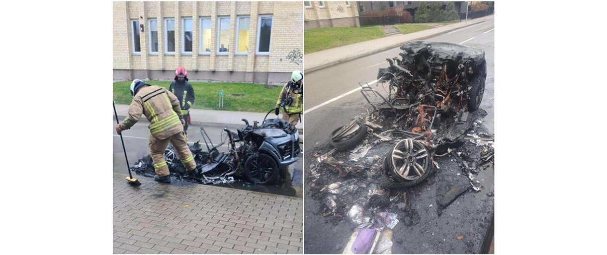 Palangoje sudegė mažatūris automobilis / Facebook grupės „Reidas“ nuotr.