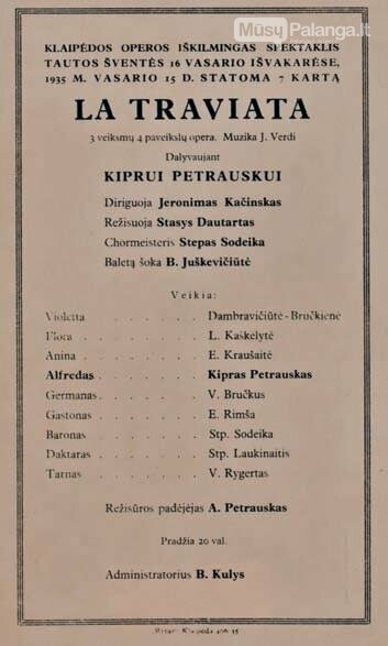Klaipėdos lietuvių opera. G. Verdi opera „Traviata“ (1934 m.), KVMT archyvo nuotr.