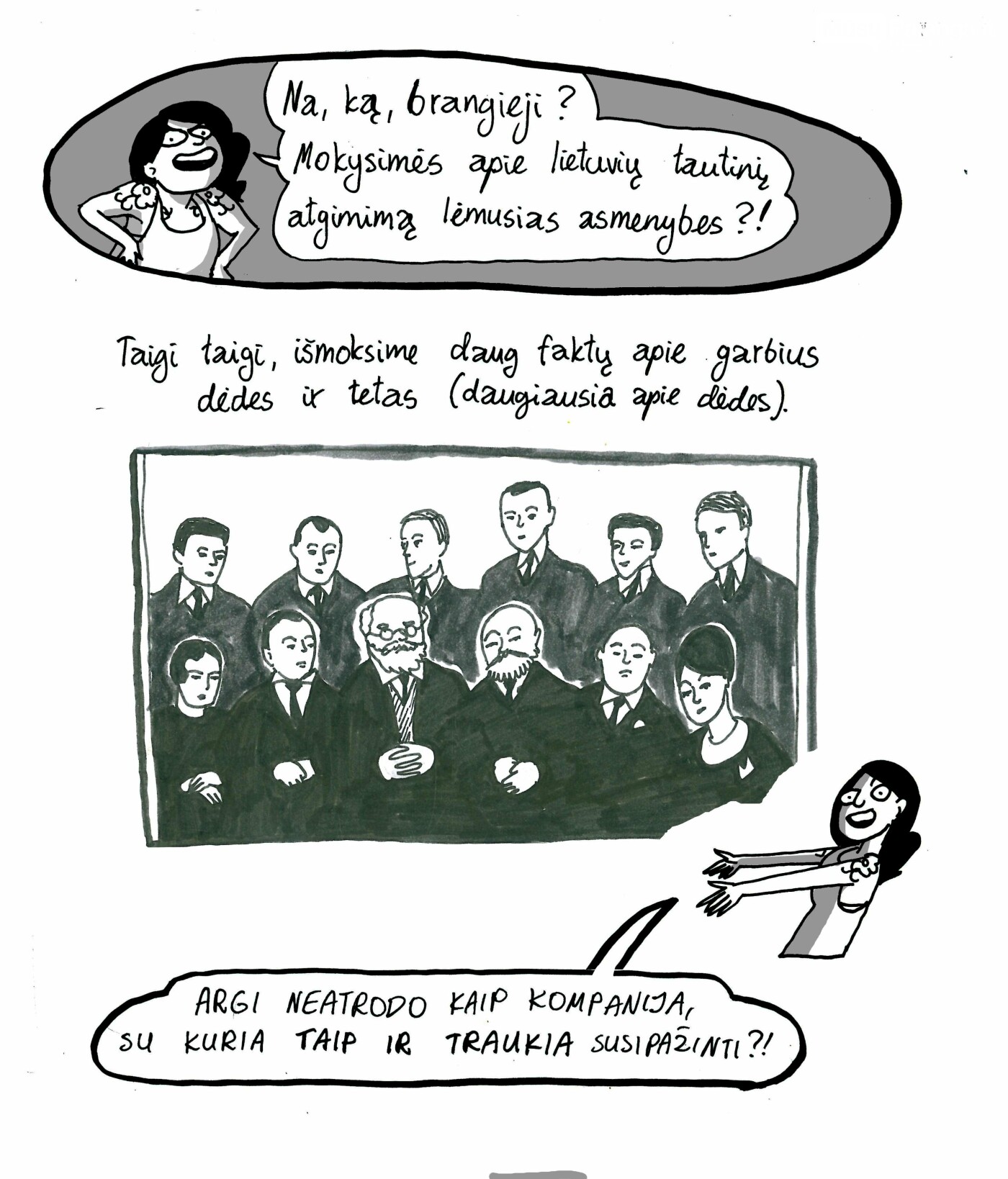 Miglės Anušauskaitės komikso „Kas išsigando Šliūpo“ fragmentas.