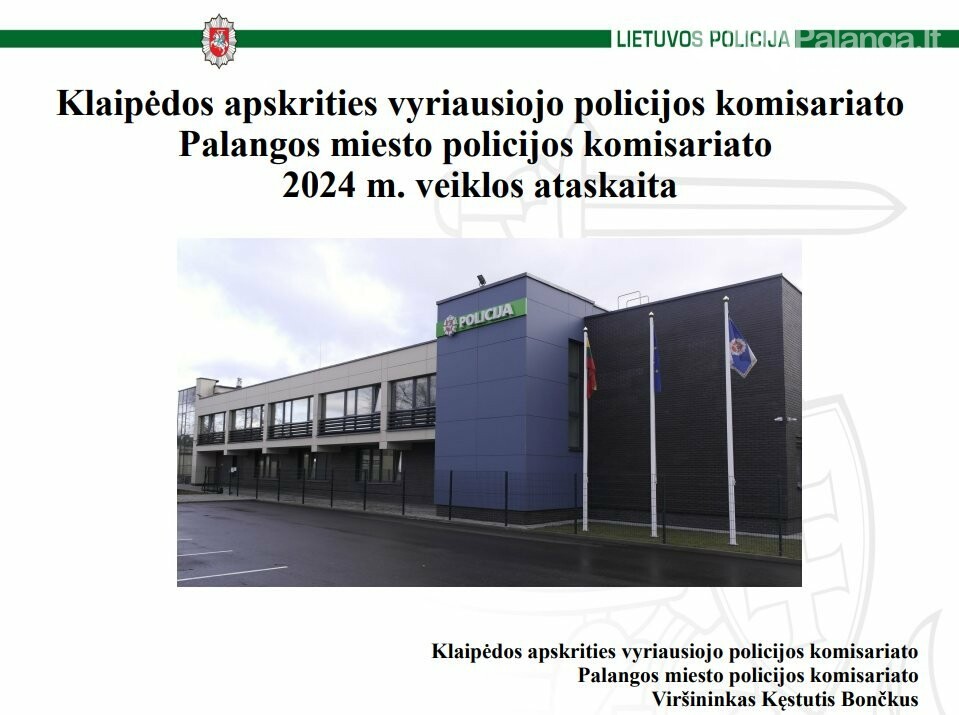 Palangos policijos 2024 m. ataskaita: saugumo situacija mieste ir nusikalstamumo tendencijos, nuotrauka-1