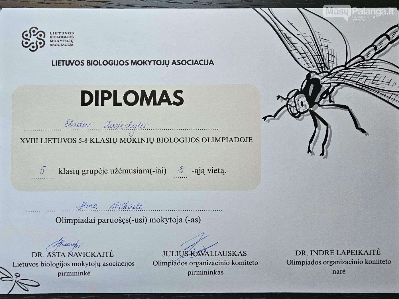 Lietuvos 5-8 klasių mokinių biologijos olimpiados šalies etape palangiškių sėkmė, nuotrauka-4
