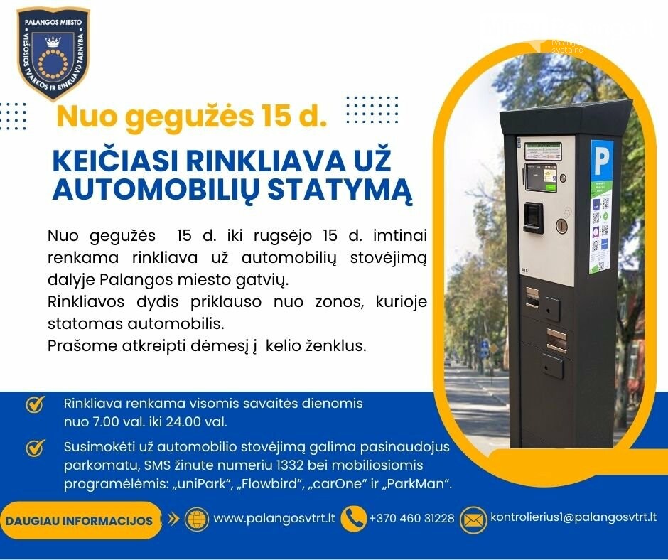 Nuo gegužės 15 d. keičiasi automobilių stovėjimo rinkliavos Palangoje, nuotrauka-1