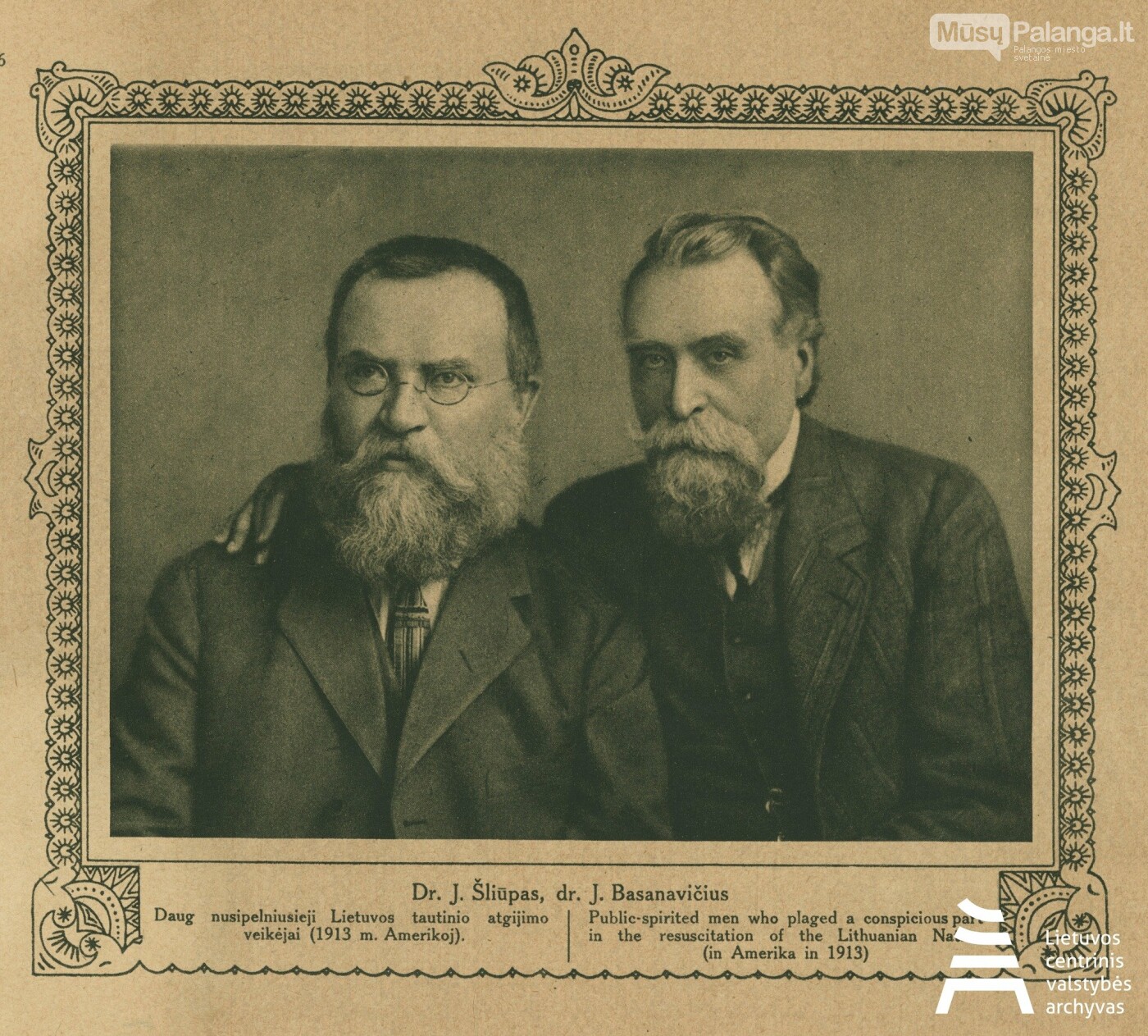 Jonas Šliūpas ir Jonas Basanavičius 1913 m. Amerikoje, LCVA