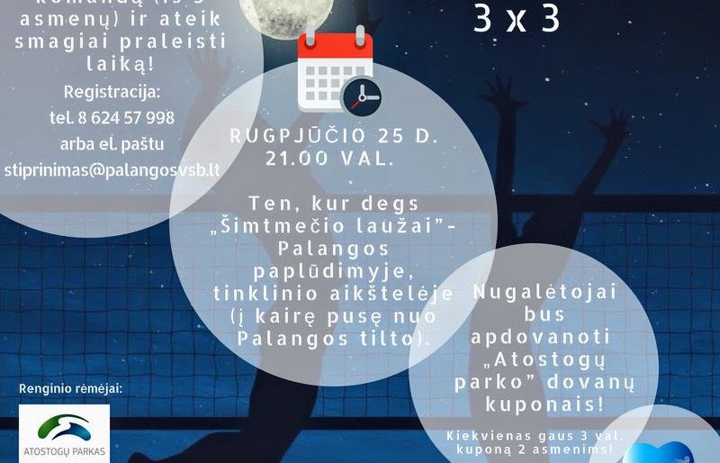 Palangoje – naktinis paplūdimio tinklinio turnyras 3 x 3